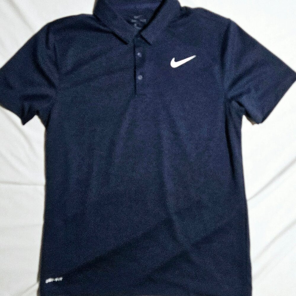 NIKE GOLF DRI FIT POLO NAVY WHITE NEW WITH TAG MEDIUM